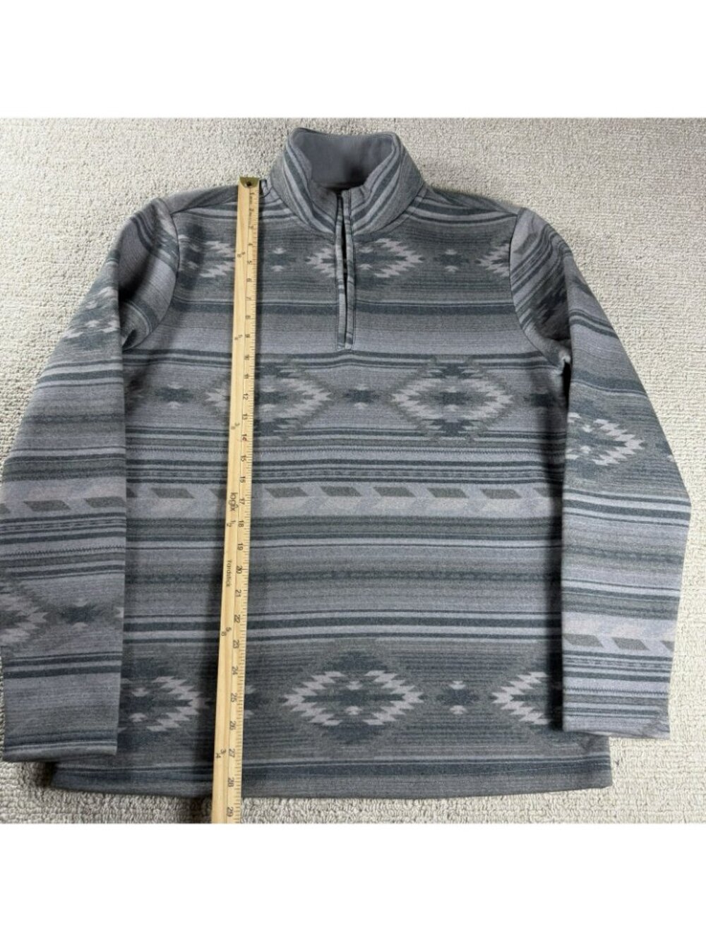 Frye Aztec Pattern 1/4 Zip Sweater Gray Men’s Size Medium - Picture 4 of 7